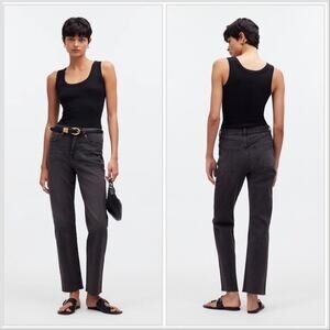 MADEWELL | The '90s Straight Crop Jean Benley Wash Stretch Raw Hems | Size 28